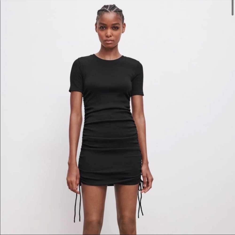 Zara Ruched black Mini Dress